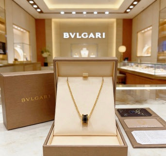 Bvlgari Black Accent Circle Pendant Necklace – Elegant Luxury Jewelry