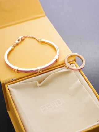 Fendi Violetta FF Enamel Line Cuff Bracelet