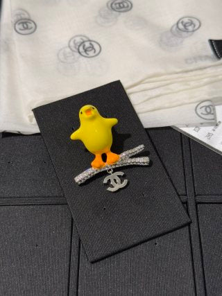 Chanel Little Yellow Chick Branch-Style Pendant Brooch with Full Pavé Diamonds