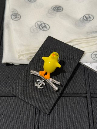 Chanel Little Yellow Chick Branch-Style Pendant Brooch with Full Pavé Diamonds