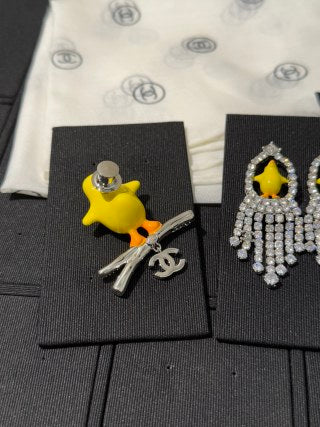 Chanel Little Yellow Chick Branch-Style Pendant Brooch with Full Pavé Diamonds