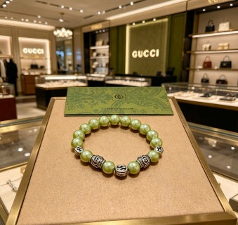 Gucci GG Pearl Beaded Charm Bracelet