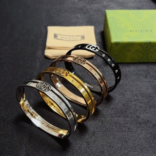 Gucci GG Engraved Slim Cuff Bangle Bracelet