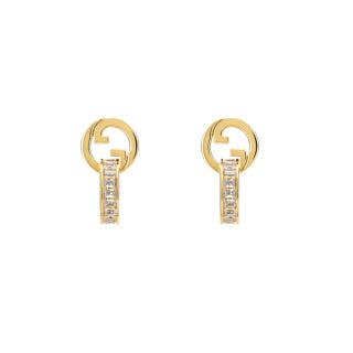 Gucci Interlocking G Crystal Drop Hoop Earrings